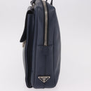 PRADA Business Bag Saffiano leather Blue Silver Auth bs35878-3