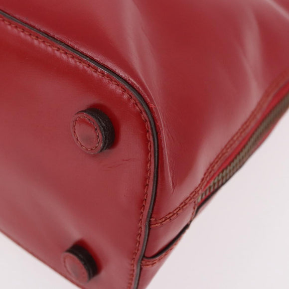 PRADA Hand Bag Leather Red Gold Auth bs35879