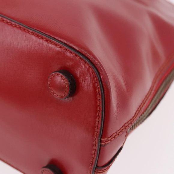 PRADA Hand Bag Leather Red Gold Auth bs35879
