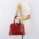 PRADA Hand Bag Leather Red Gold Auth bs35879-23