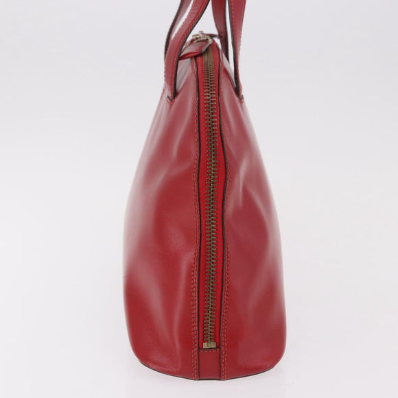 PRADA Hand Bag Leather Red Gold Auth bs35879