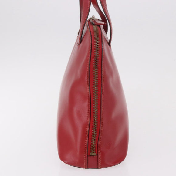 PRADA Hand Bag Leather Red Gold Auth bs35879