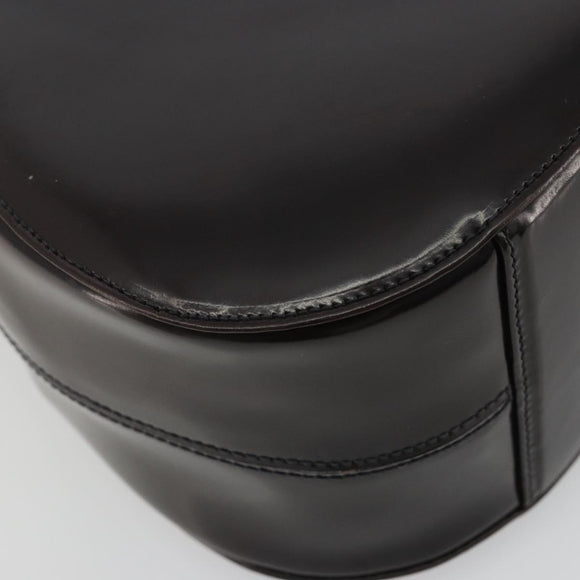 PRADA patent Shoulder Bag Dark Brown Gold Auth bs35885A