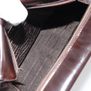 PRADA patent Shoulder Bag Dark Brown Gold Auth bs35885A-11