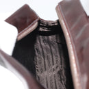 PRADA patent Shoulder Bag Dark Brown Gold Auth bs35885A-19