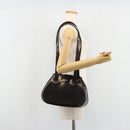 PRADA patent Shoulder Bag Dark Brown Gold Auth bs35885A-22