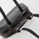 PRADA patent Shoulder Bag Dark Brown Gold Auth bs35885A-6