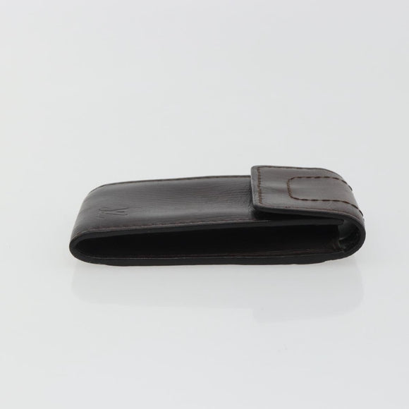 LOUIS VUITTON Utah Porte Cles Badge Pouch Leather Brown M92539 LV Auth bs35889