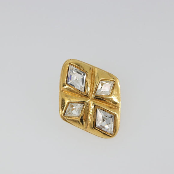CHANEL Earring Metal Gold Tone CC Auth bs35890