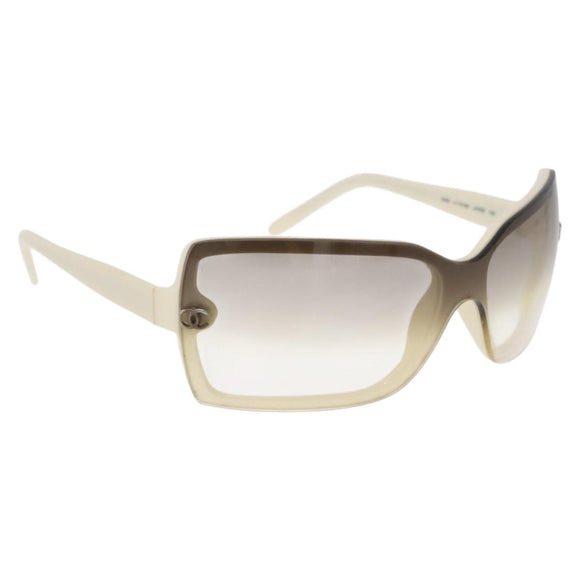 CHANEL Sunglasses plastic White CC Auth bs35891