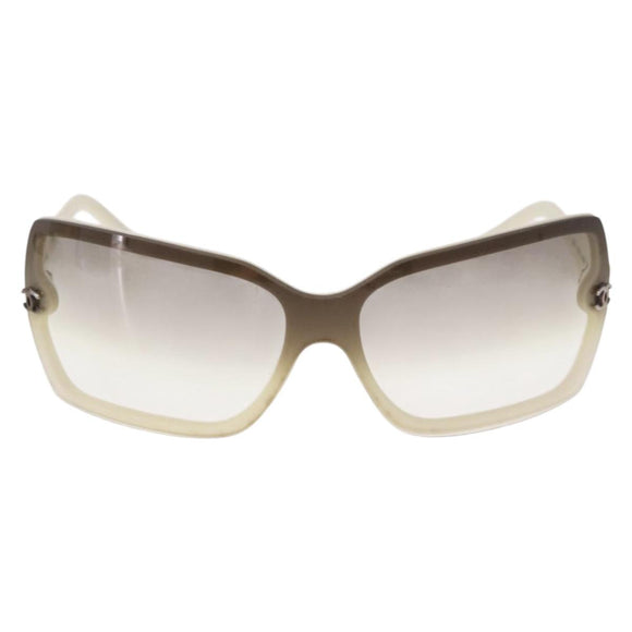CHANEL Sunglasses plastic White CC Auth bs35891