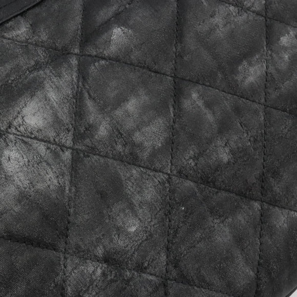 CHANEL Matelasse Hand Bag Coated Canvas Black Silver CC Auth bs35892