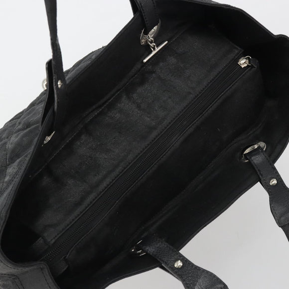 CHANEL Matelasse Hand Bag Coated Canvas Black Silver CC Auth bs35892