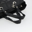 CHANEL Matelasse Hand Bag Coated Canvas Black Silver CC Auth bs35892-7