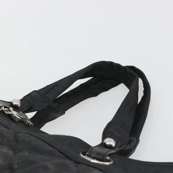 CHANEL Matelasse Hand Bag Coated Canvas Black Silver CC Auth bs35892