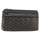 GOYARD Herringbone Clutch Bag PVC Black Silver Auth bs35893-1