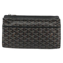 GOYARD Herringbone Clutch Bag PVC Black Silver Auth bs35893-13