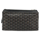 GOYARD Herringbone Clutch Bag PVC Black Silver Auth bs35893-2