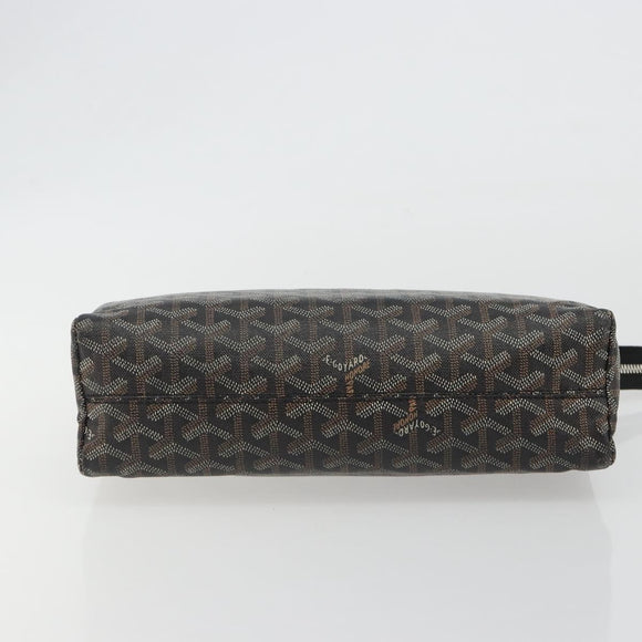 GOYARD Herringbone Clutch Bag PVC Black Silver Auth bs35893