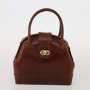BALLY Hand Bag Leather 2 Set Brown Gold Auth bs35899-10