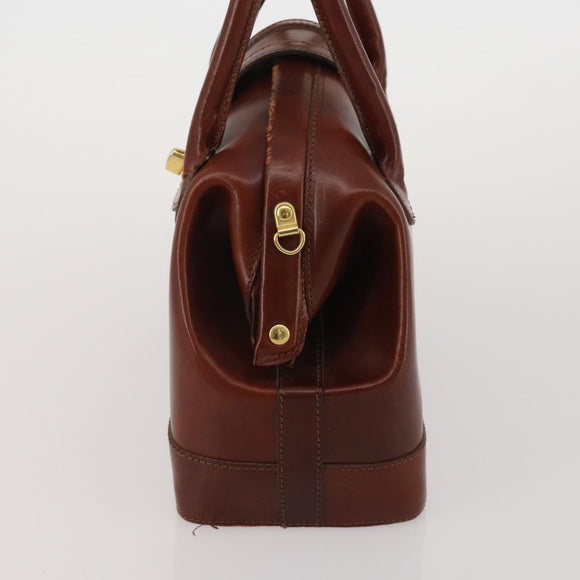 BALLY Hand Bag Leather 2 Set Brown Gold Auth bs35899
