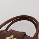BALLY Hand Bag Leather 2 Set Brown Gold Auth bs35899-14