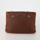 BALLY Hand Bag Leather 2 Set Brown Gold Auth bs35899-3