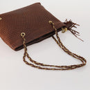 BALLY Hand Bag Leather 2 Set Brown Gold Auth bs35899-5