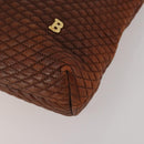 BALLY Hand Bag Leather 2 Set Brown Gold Auth bs35899-8