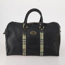 BURBERRY Boston Bag Leather Canvas 2 Set Black Beige Auth bs35900-2