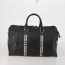 BURBERRY Boston Bag Leather Canvas 2 Set Black Beige Auth bs35900-3