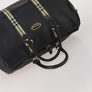BURBERRY Boston Bag Leather Canvas 2 Set Black Beige Auth bs35900-5
