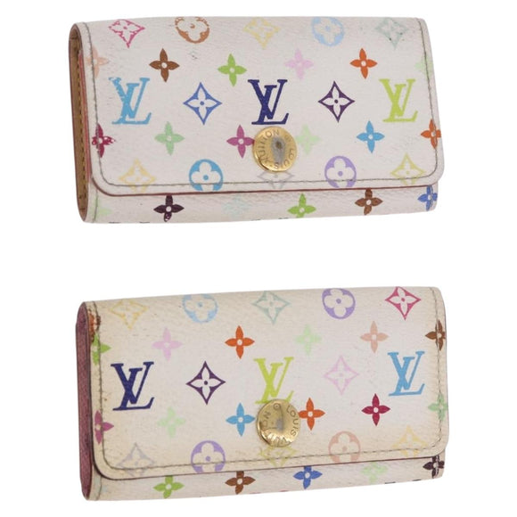 LOUIS VUITTON Multicolor Multicles 4 Key Case 2 Set White LV Auth bs35901