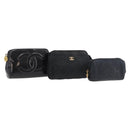 CHANEL Pouch Leather Satin Patent 3 Set Black CC Auth bs35903-1
