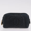 CHANEL Pouch Leather Satin Patent 3 Set Black CC Auth bs35903-16