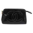 CHANEL Pouch Leather Satin Patent 3 Set Black CC Auth bs35903-2