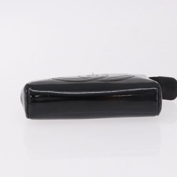 CHANEL Pouch Leather Satin Patent 3 Set Black CC Auth bs35903