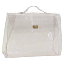 HERMES Vinyl Kelly Hand Bag Vinyl Clear Gold Auth bs35905-1