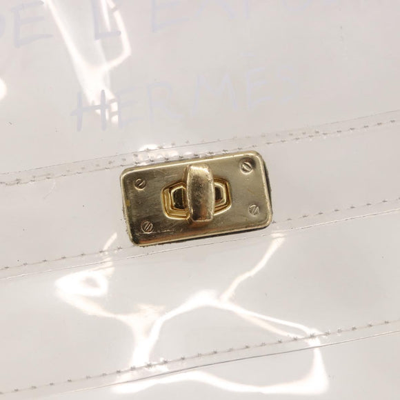 HERMES Vinyl Kelly Hand Bag Vinyl Clear Gold Auth bs35905
