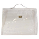 HERMES Vinyl Kelly Hand Bag Vinyl Clear Gold Auth bs35905-2