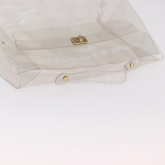 HERMES Vinyl Kelly Hand Bag Vinyl Clear Gold Auth bs35905