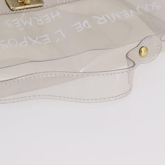 HERMES Vinyl Kelly Hand Bag Vinyl Clear Gold Auth bs35905