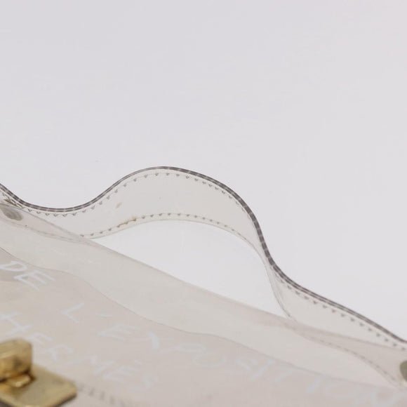 HERMES Vinyl Kelly Hand Bag Vinyl Clear Gold Auth bs35905