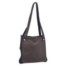 HERMES Mrs. Hippies Shoulder Bag Leather Navy Dark Brown Auth bs35909V-1