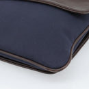 HERMES Mrs. Hippies Shoulder Bag Leather Navy Dark Brown Auth bs35909V-16