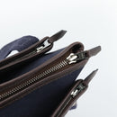 HERMES Mrs. Hippies Shoulder Bag Leather Navy Dark Brown Auth bs35909V-9