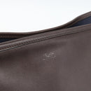 HERMES Mrs. Hippies Shoulder Bag Leather Navy Dark Brown Auth bs35909V-18
