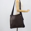 HERMES Mrs. Hippies Shoulder Bag Leather Navy Dark Brown Auth bs35909V-24