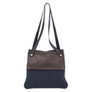 HERMES Mrs. Hippies Shoulder Bag Leather Navy Dark Brown Auth bs35909V-2
