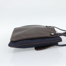 HERMES Mrs. Hippies Shoulder Bag Leather Navy Dark Brown Auth bs35909V-4